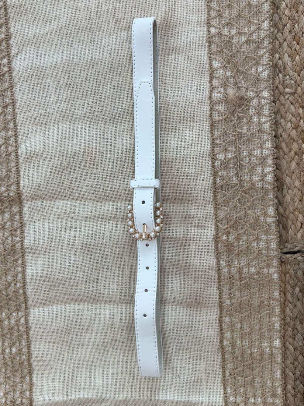 White Pearl-Accent Women's Belt